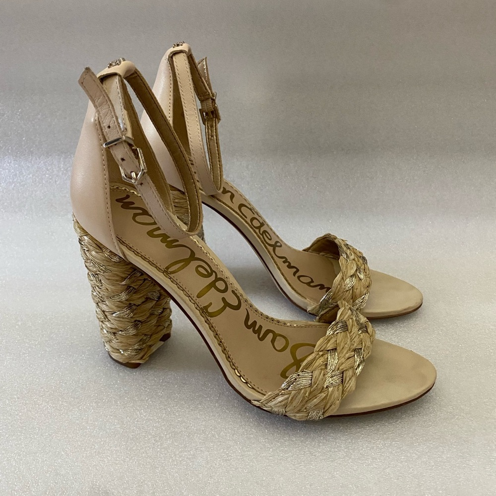 Sam Edelman Yoana Woven Braided Raffia Heels Sandals size 8